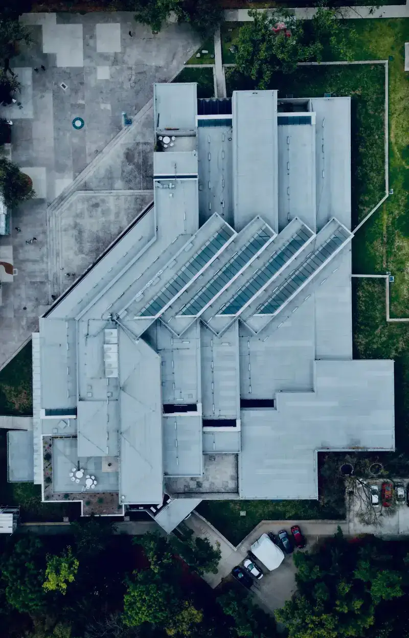 Top-down view of a flat commercial rooftop