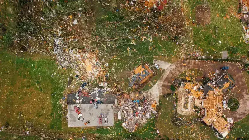 Illustrative example: storm-damaged roof before replacement